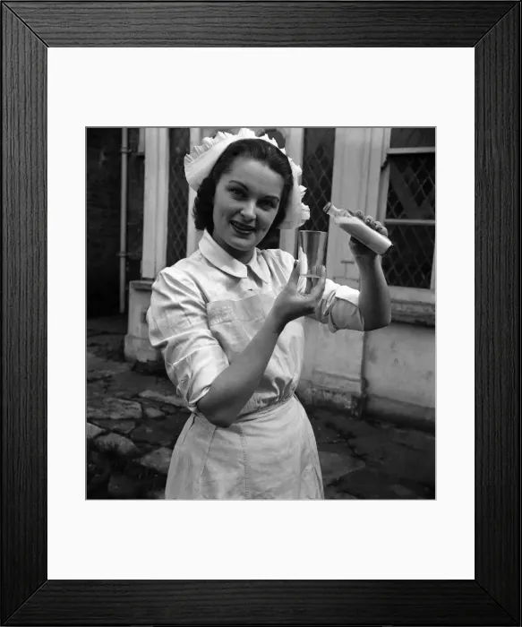 Framed Print : Actress his a Daniely seen here dressed as a nurse on the set of the film Framed Print : Actress his a Daniely seen here dressed as a nurse on the set of the film