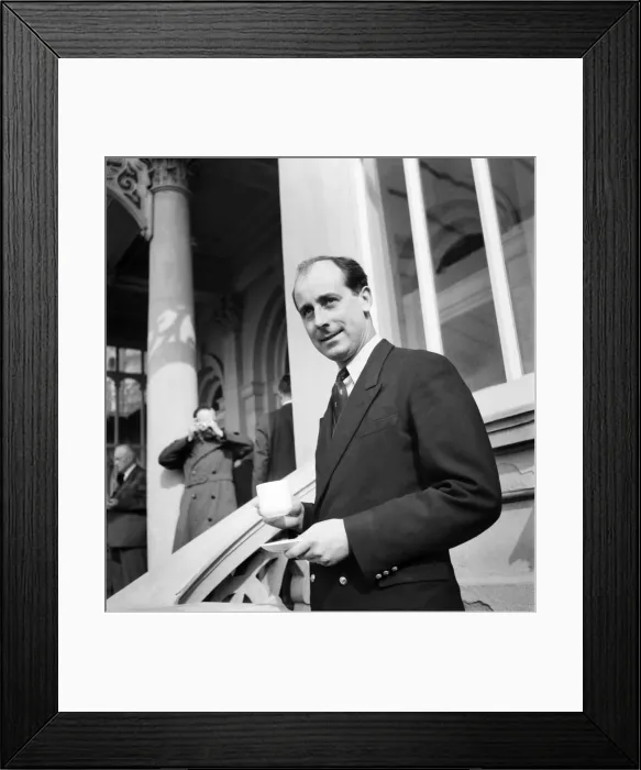 Framed Print : Neville Duke, former fighter pilot in World War Two enjoys a welcome cup of tea after