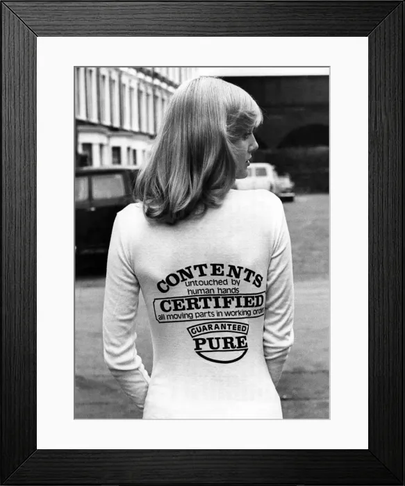 Framed Print : Fashion - 1970 s: Tee hee Shirts. Some people will wear anything for laughs Framed Print : Fashion - 1970 s: Tee hee Shirts. Some people will wear anything for laughs