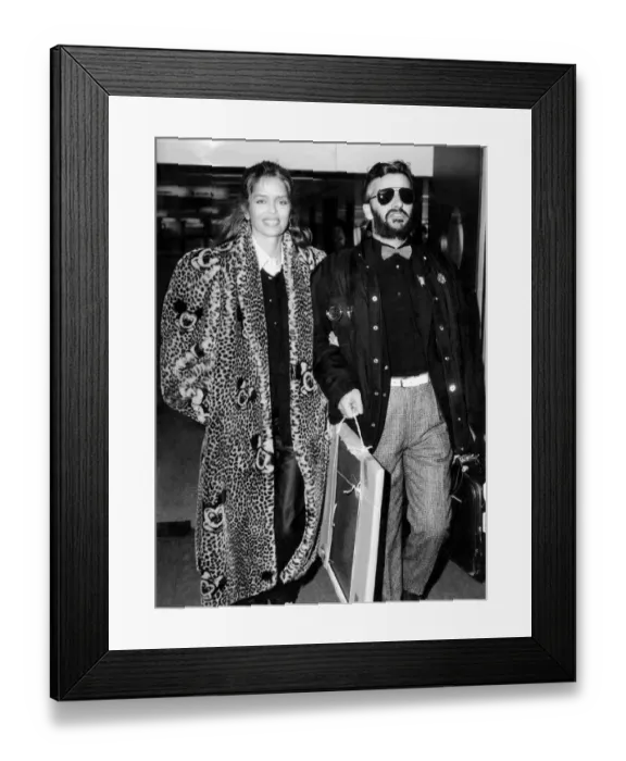 Framed Print : Ringo Starr and his wife Barbara Bach pictured yesterday at Heathrow, leaving for Nice