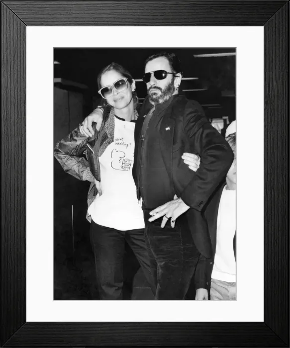 Framed Print : Former Beatle Ringo Starr and his new bride Barbara Bach were aglow with happiness behind Framed Print : Former Beatle Ringo Starr and his new bride Barbara Bach were aglow with happiness behind