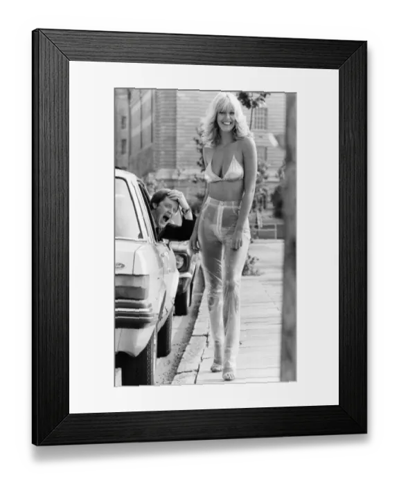 Framed Print : Fashion - 1970 s: Transpants. Model Februa ry went for a stroll in the latest fashion