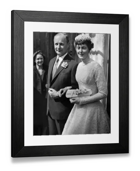 Framed Print : Viscount Astor aged 47 today married Miss Phillipa Hunloke aged 24 at St
