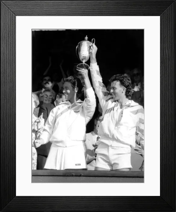 Framed Print : Jo Durie and Jeremy Bates win the mixed doubles for Britain. July 1987 P017156 Framed Print : Jo Durie and Jeremy Bates win the mixed doubles for Britain. July 1987 P017156