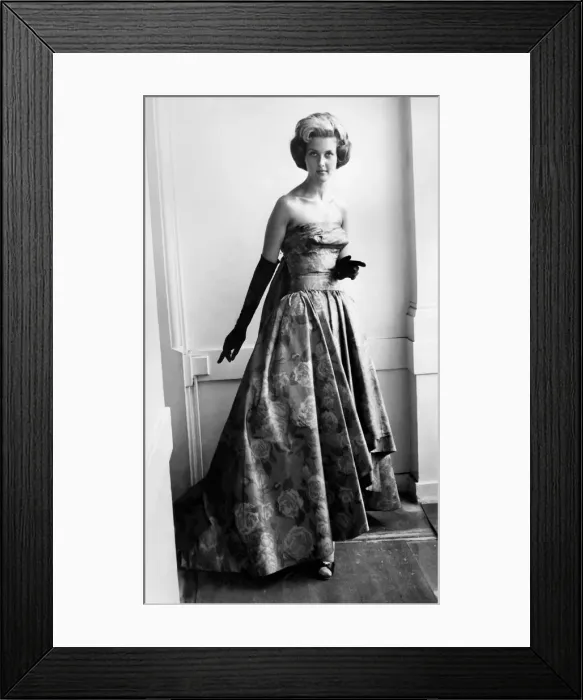 Framed Print : Model wearing a ball gown for a fashion parade which will be held at the Hyde Park Hotel Framed Print : Model wearing a ball gown for a fashion parade which will be held at the Hyde Park Hotel