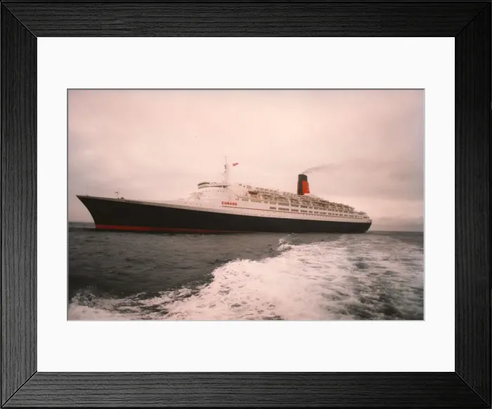 Framed Print : The Queen Elizabeth II - QE2 ship sails across the sea Framed Print : The Queen Elizabeth II - QE2 ship sails across the sea