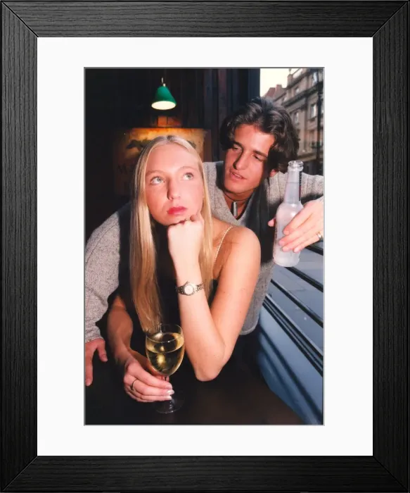 Framed Print : A woman fighting off the advances of a man in the pub - sexual harrassment Framed Print : A woman fighting off the advances of a man in the pub - sexual harrassment