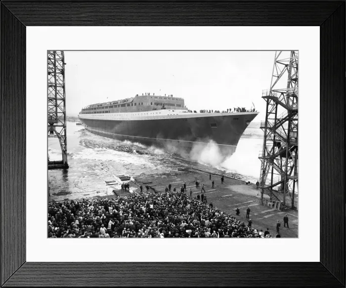 Framed Print : The Queen Elizabeth II - QE2 ship - the launching ceremony at John Browns yard Framed Print : The Queen Elizabeth II - QE2 ship - the launching ceremony at John Browns yard