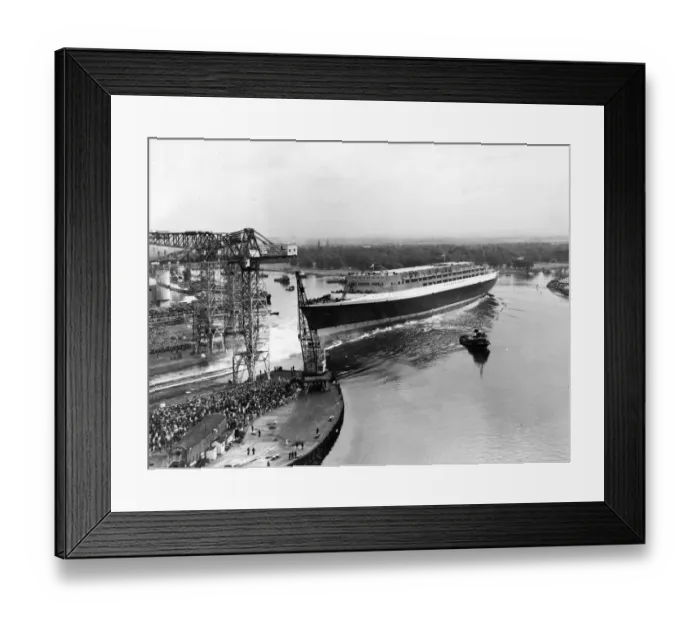 Framed Print : The Queen Elizabeth II - QE2 ship - the launching ceremony at John Browns yard Framed Print : The Queen Elizabeth II - QE2 ship - the launching ceremony at John Browns yard