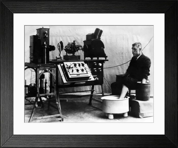 Framed Print : A hearty step forward. Clearly the gentleman in the picture has the gravest doubts that