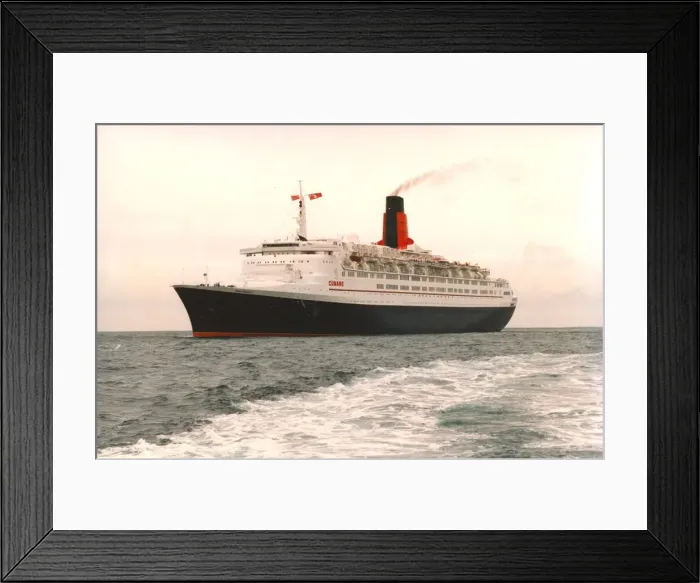 Framed Print : The Queen Elizabeth II - QE2 ship sails across the sea Framed Print : The Queen Elizabeth II - QE2 ship sails across the sea