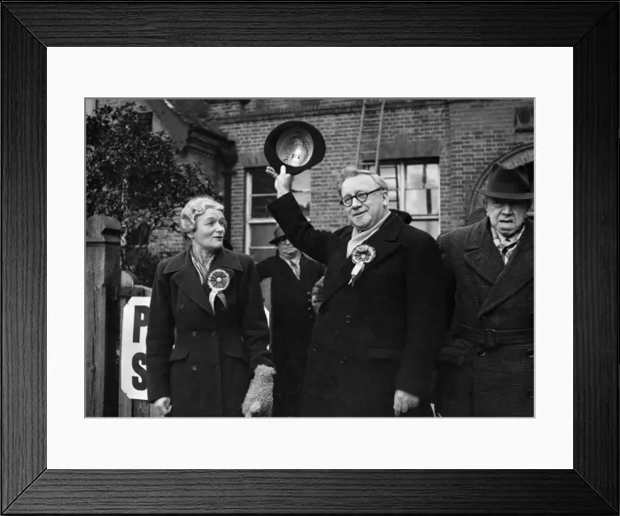Framed Print : General Election. Mr and Mrs Herbert Morrison at the polling booth to vote Framed Print : General Election. Mr and Mrs Herbert Morrison at the polling booth to vote