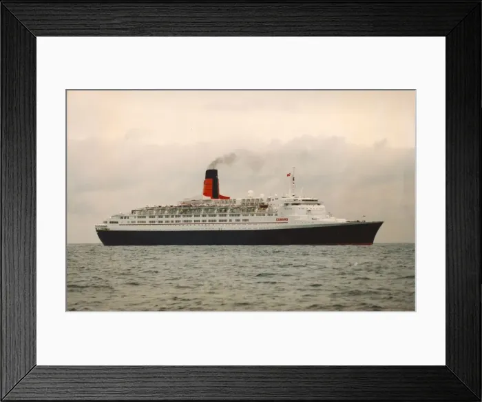Framed Print : The Queen Elizabeth II - QE2 ship sails across the sea Framed Print : The Queen Elizabeth II - QE2 ship sails across the sea