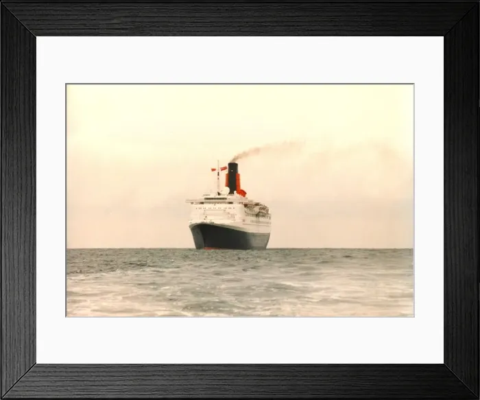 Framed Print : The Queen Elizabeth II - QE2 ship sails across the sea Framed Print : The Queen Elizabeth II - QE2 ship sails across the sea
