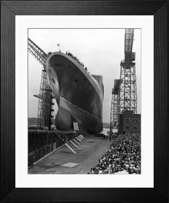 Framed Print : The Queen Elizabeth II - QE2 ship the launching ceremony at John Browns yard Framed Print : The Queen Elizabeth II - QE2 ship the launching ceremony at John Browns yard