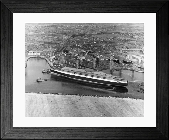 Framed Print : The Queen Elizabeth II - QE2 ship - An aerial view of the ship after the launching Framed Print : The Queen Elizabeth II - QE2 ship - An aerial view of the ship after the launching
