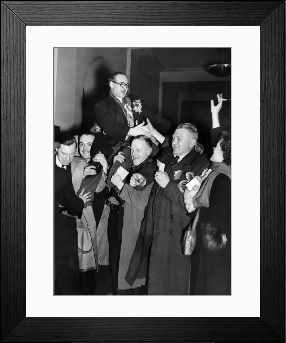 Framed Print : Charles Royle, first MP to be elected being chaired by the crowd as he left Salford Art