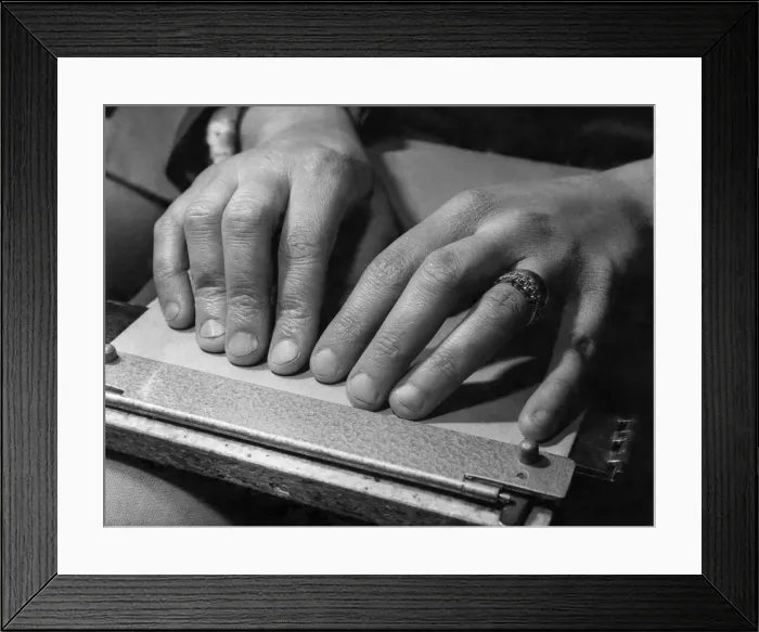 Framed Print : Its bingo by braille. The hands are those of a bingo player Framed Print : Its bingo by braille. The hands are those of a bingo player