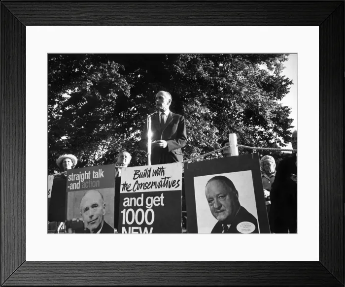 Framed Print : General Electiion 1964. Sir Alec Douglas Home tours Kent. Sir Alec addressing a meeting