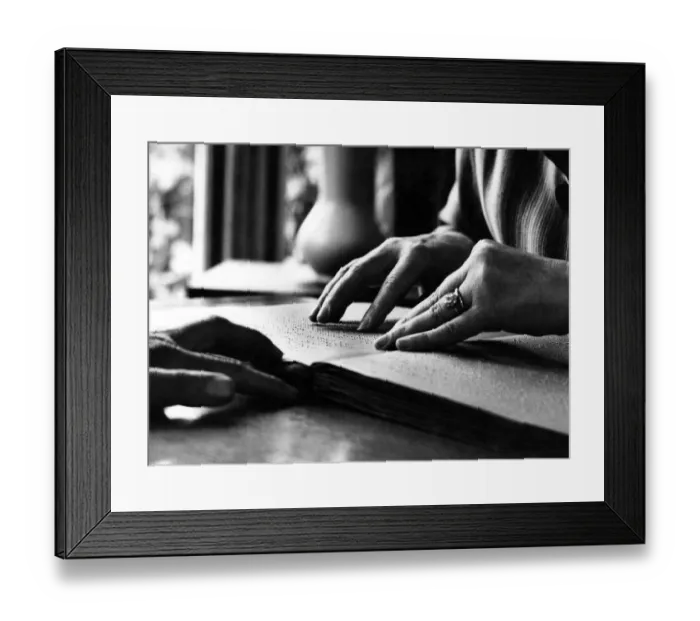 Framed Print : Blindness. Learning to read Braille. April 1966 P018621