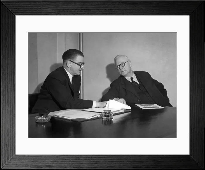 Framed Print : Mr. Morgan Phillips (left) with Mr. R. T Windle, national agent for Labour Party