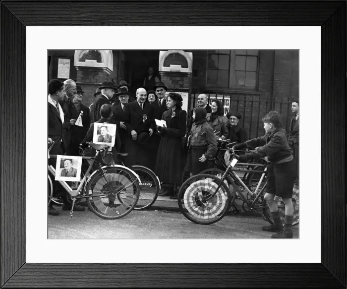 Framed Print : General Election 1950. Britain votes today. Prime Minister Clement Attlee Framed Print : General Election 1950. Britain votes today. Prime Minister Clement Attlee