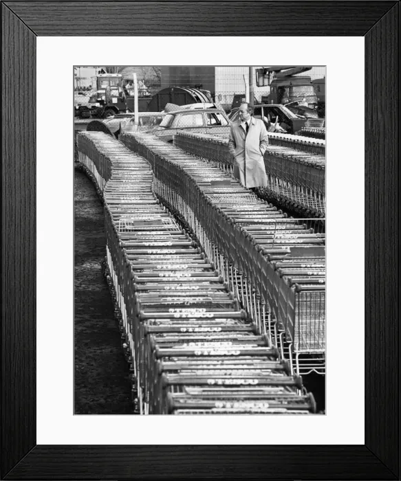 Framed Print : Shop - Food. Please, Sirs, can we have our trolleys back