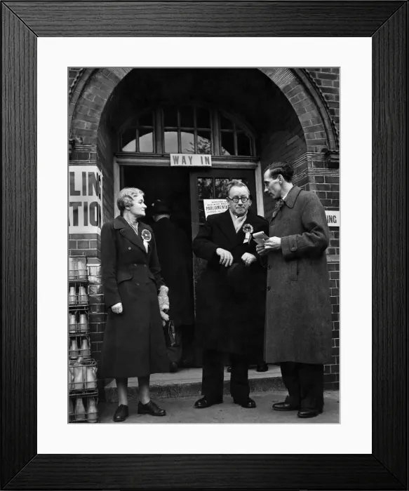 Framed Print : 1950 Election Mr and Mrs Herbert Morrision outside the polling station before casting