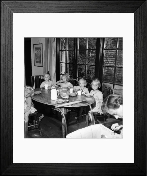 Framed Print : Good Quads enjoying a meal at Guiders Camp, Foxlease, Hants. July 1952 C3575 Framed Print : Good Quads enjoying a meal at Guiders Camp, Foxlease, Hants. July 1952 C3575