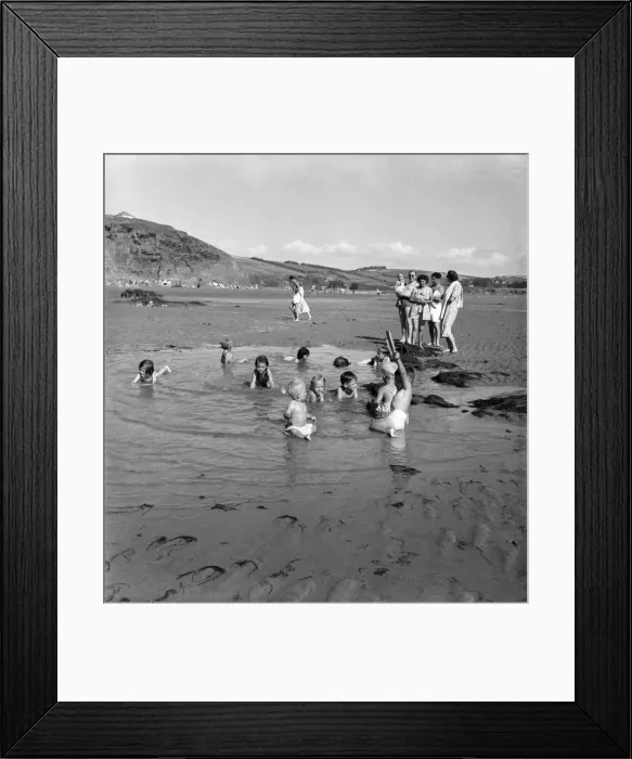 Framed Print : Bigbury Beach, S. Devon. August 1952 C4251 Framed Print : Bigbury Beach, S. Devon. August 1952 C4251