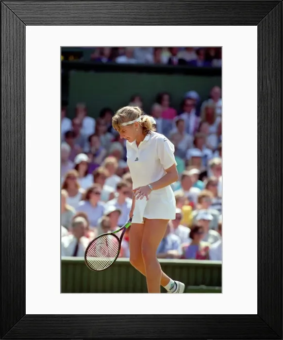 Framed Print : Wimbledon Ladies Tennis. Gabriella Sabatini v. Steffi Graf. July 1991 91-4293-152