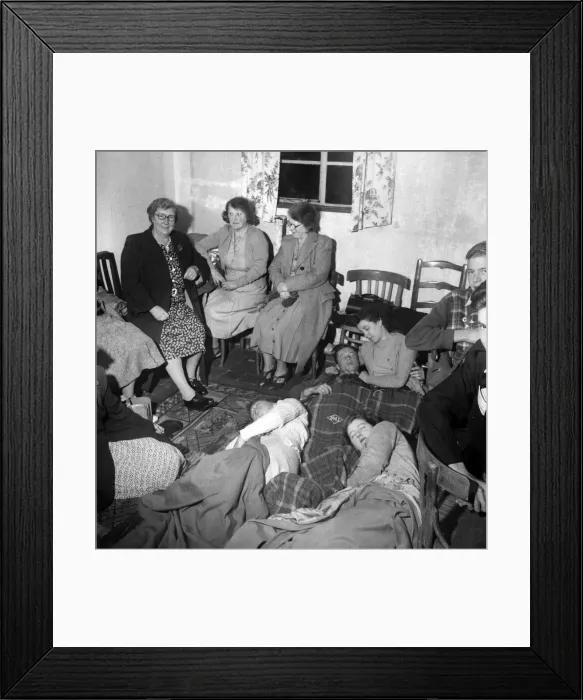 Framed Print : Snowdon - Holidaymakers sleep on the floor of the Summit Hotel following the breakdown of Framed Print : Snowdon - Holidaymakers sleep on the floor of the Summit Hotel following the breakdown of