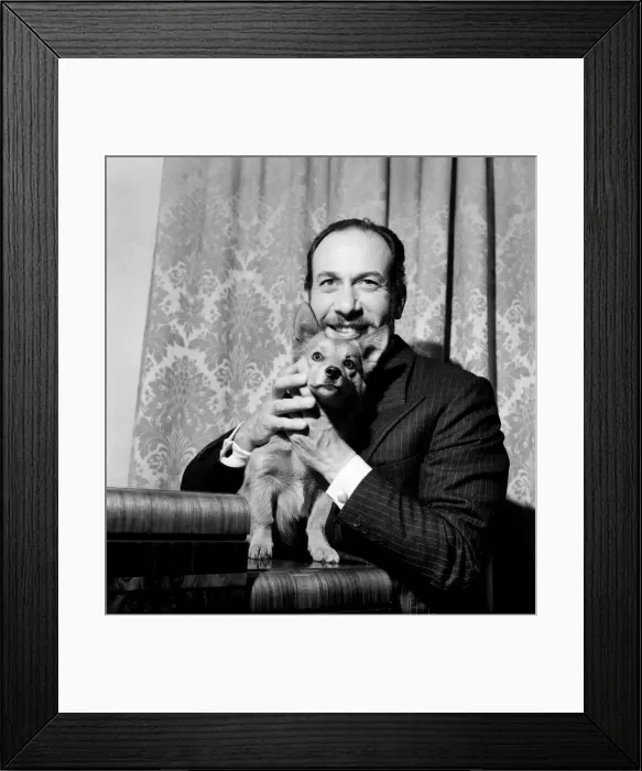 Framed Print : Actor Jose Ferrer and Corgi. August 1952 C4239