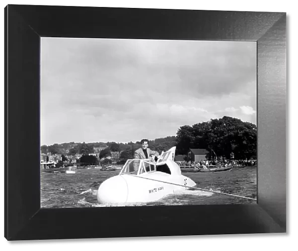 Frank Hanning-Lee seen here in the White Hawk speed boat after the crafts first test run