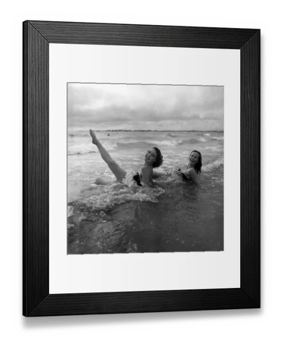 Framed Print : Yvonne Marsh and Ann Hanslip seen here bathing in the sea at West Wittering Framed Print : Yvonne Marsh and Ann Hanslip seen here bathing in the sea at West Wittering