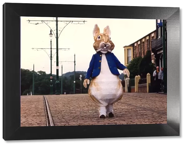 Peter Rabbit, strolls down the main street of Beamish Museum