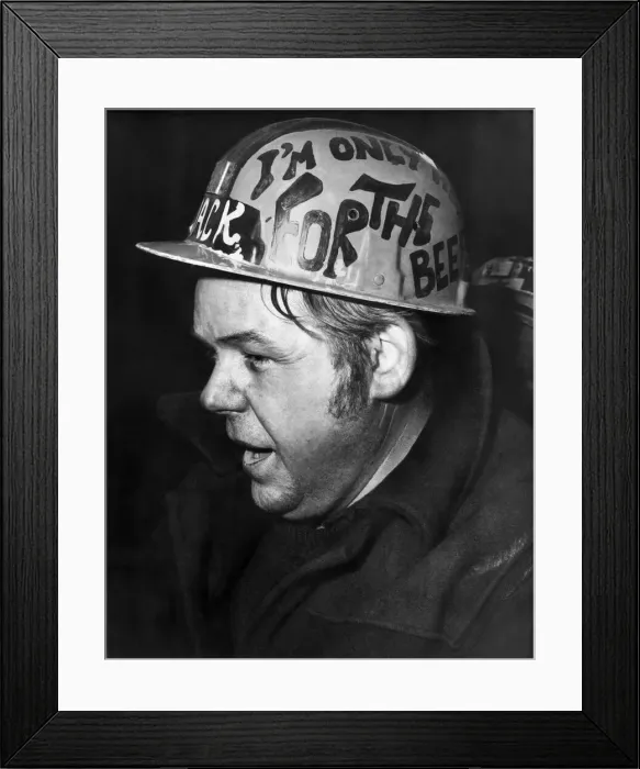 Framed Print : Coloured saftey helmets. Jackie Bevan (47) a circuit operator with I Framed Print : Coloured saftey helmets. Jackie Bevan (47) a circuit operator with I