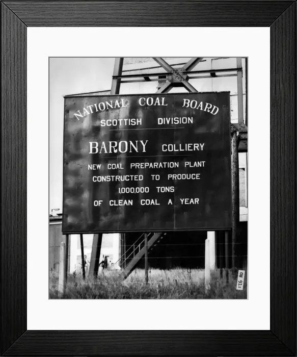 Framed Print : Notice board outside Barony Colliery in Ayrshire which was closed by subsidencies in Framed Print : Notice board outside Barony Colliery in Ayrshire which was closed by subsidencies in