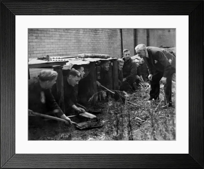 Framed Print : Pit props held up a corrugated iron roof about two feet from the ground