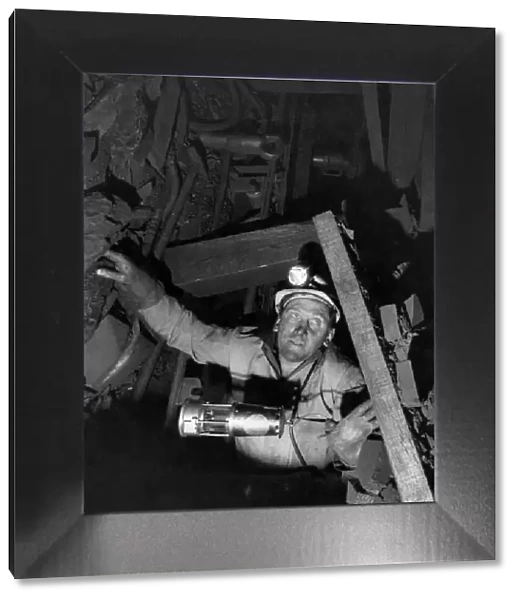 Miner at work underground in a coal mine August 1984 P018140