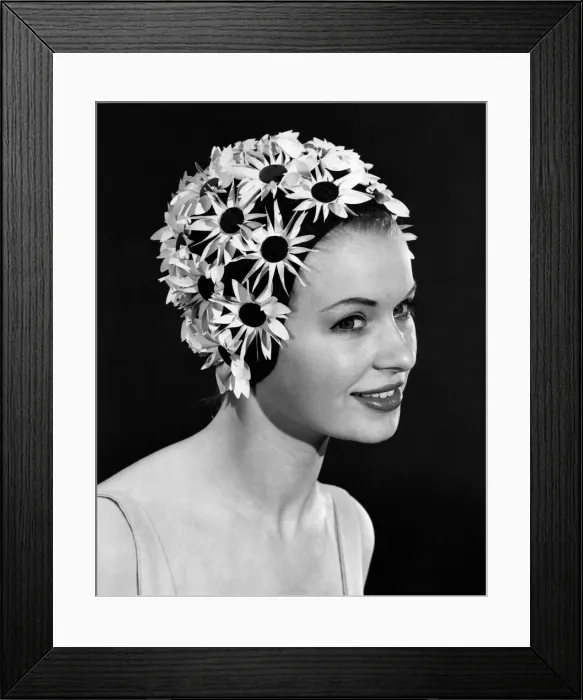 Framed Print : Clothing Beach: Daisy Bold. A bright cap highlighted with large white daisy petals Framed Print : Clothing Beach: Daisy Bold. A bright cap highlighted with large white daisy petals