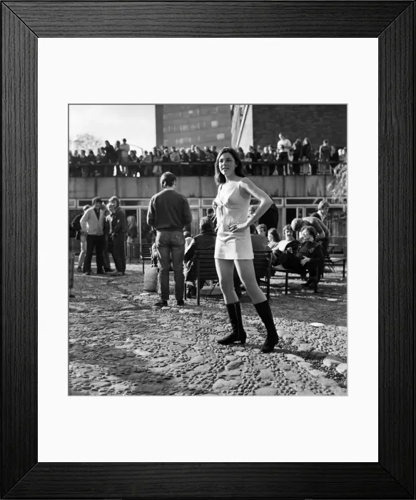 Framed Print : American student Suzanne Giddings in her revealing dress at Sheffield Students Union