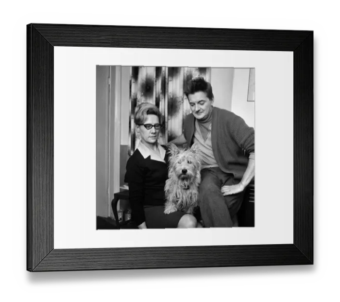Framed Print : Gordon Fields and his wife Joan with their pet dog Robby Framed Print : Gordon Fields and his wife Joan with their pet dog Robby