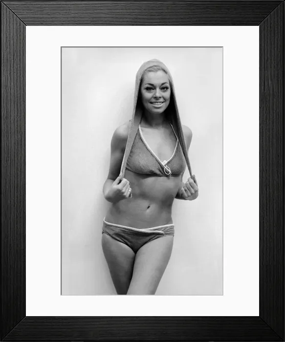 Framed Print : Actress Joan Crane was modelling a four-piece zip up swimsuit in stretch fabric by Framed Print : Actress Joan Crane was modelling a four-piece zip up swimsuit in stretch fabric by