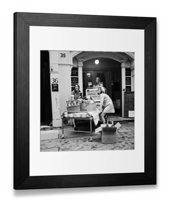 Framed Print : Humour. Unusual: A gold painted hospital bad and 120 bottles of Champagne arrived