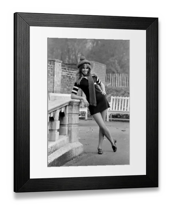 Framed Print : Pictures of Christine Smith in Holland Park, modelling a pattened mini -dress