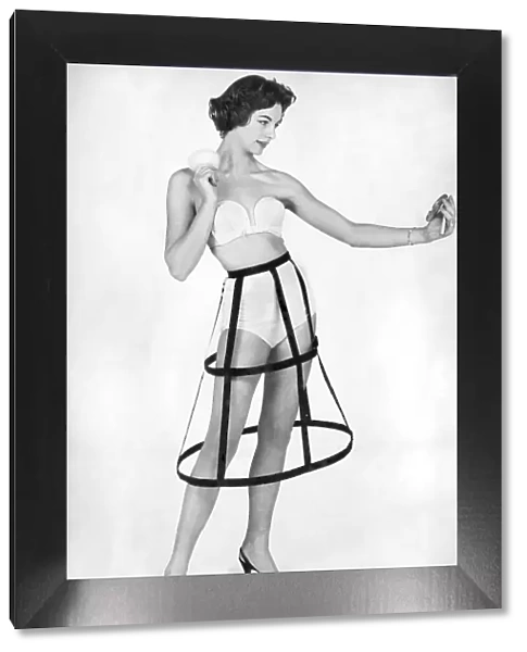 Woman wearing unusual underwear. December 1956 P018249