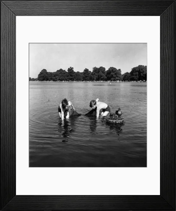 Framed Print : Boys fishing for minnows in Kensington Gardens, London. June 1952 C2853-002 Framed Print : Boys fishing for minnows in Kensington Gardens, London. June 1952 C2853-002