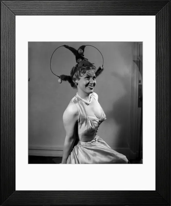 Framed Print : Actress Joan Morgan who is starring in Cabaret in the West End seen here modelling hat