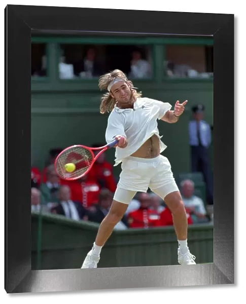 Wimbledon Tennis. Andre Agassi in action. July 1991 91-4218-002